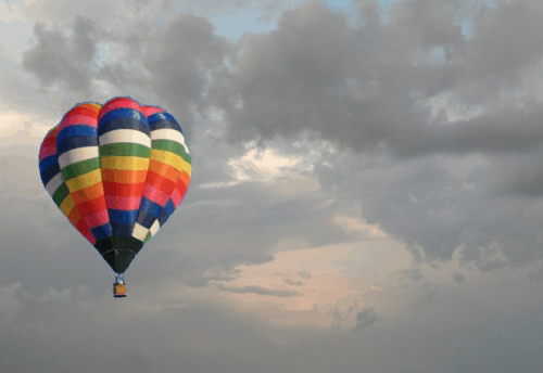 Hot air balloon in the clouds