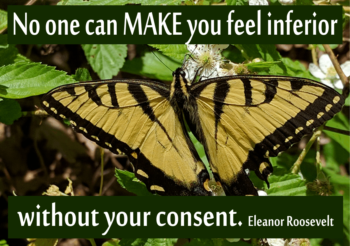 No one can make you feel inferior without your consent. Eleanor Roosevelt
