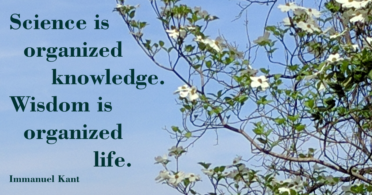 Science is organized knowledge. Wisdom is organized life. Immanuel Kant