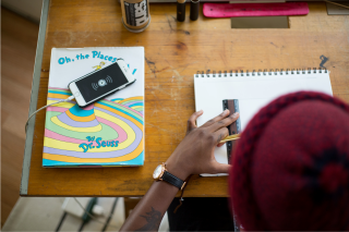 student at desk